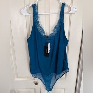 Shinestar Juniors Blue Lace Bodysuit size XL New with Tags